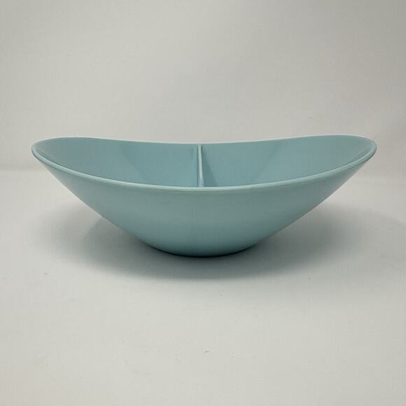 Fostoria Melamine Oval Divided 10" Dish Bowl Baby Blue MCM Vtg Granny Core Retro - Picture 2 of 5